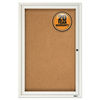 QRT2363 - Enclosed Indoor Cork Bulletin Board with One Hinged Door, 24 x 36, Tan Surface, Silver Aluminum Frame