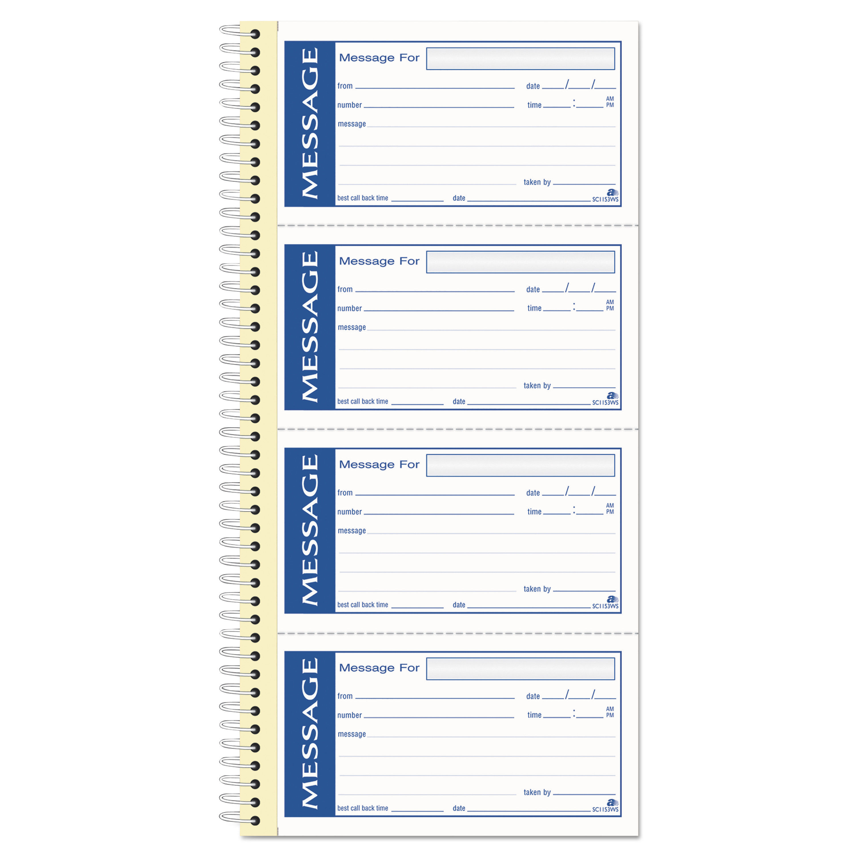 2-Part Adams Write N Stick Message Pad Carbonless 5-1/4 x 11 Blue 200 Sets per Book Pack of 24 