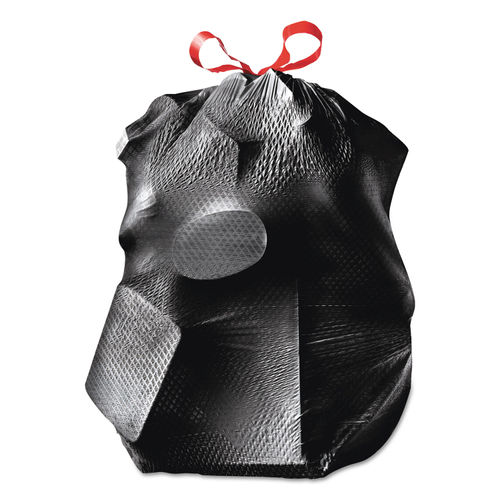 Drawstring Large Trash Bags, 30 gal, 1.05 mil, 30 x 33, Black