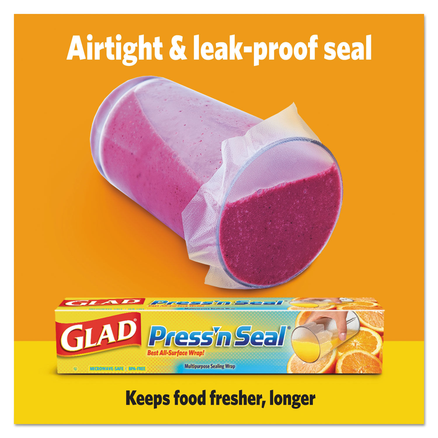 Glad Press'n Seal Plastic Food Wrap, 70 Square Feet, 1 Ea