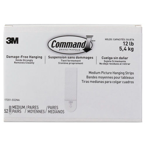 Command Picture Hanging Strips, Value Pack, Medium, Removable, 0.75 x 2.75, White, 132 Pairs/Pack