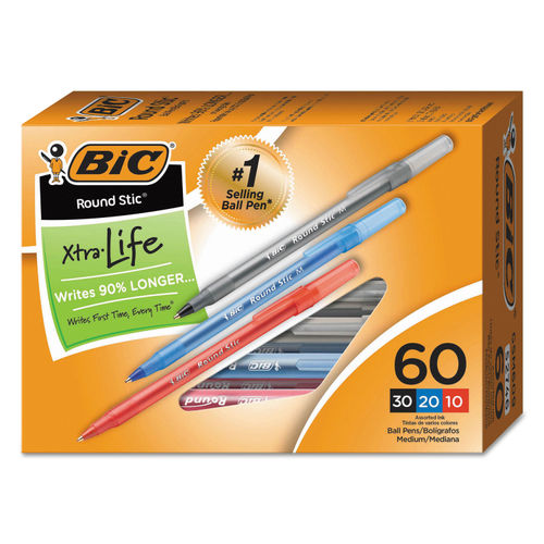 BIC Color Cue Ball Pens, Medium Point, Assorted Colors, 60-Count