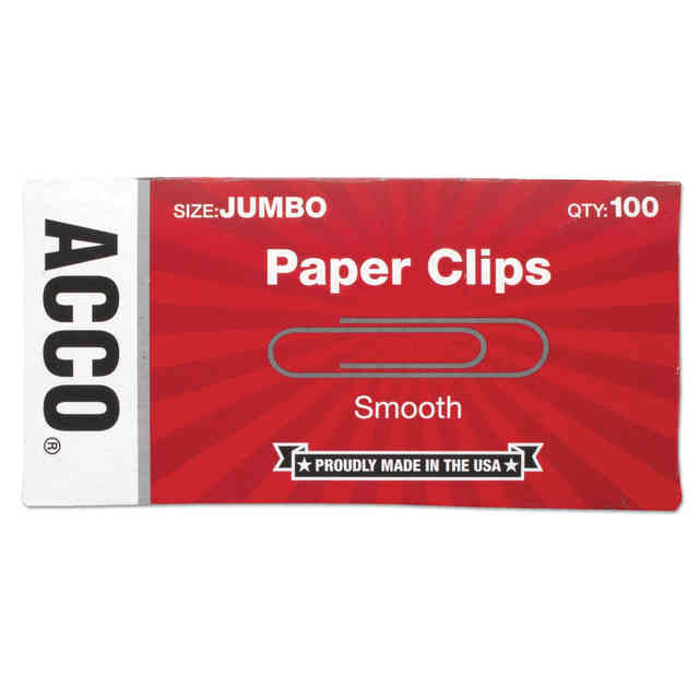  ACC72580BX  ACCO Steel Smooth Jumbo Paper Clips - #4