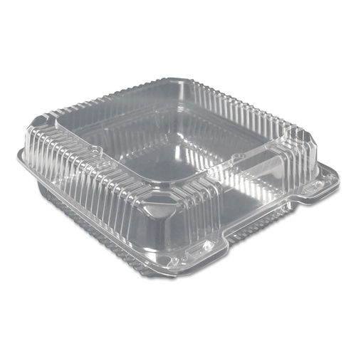 9 x 9 x 3 Recycled Plastic Hinged Lid 1 Compartment Takeout Container,  Clear, 250 ct.