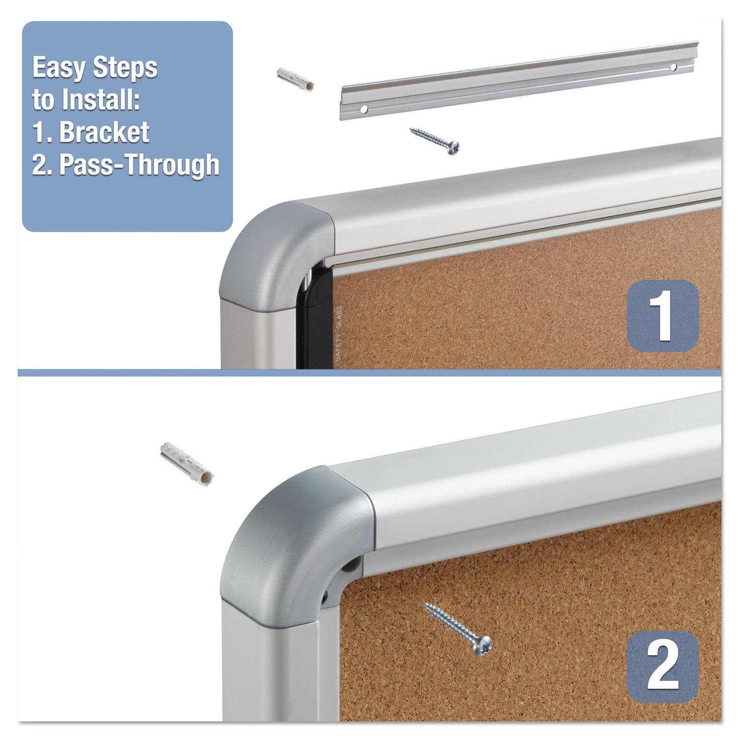 Enclosed Indoor Cork Bulletin Board w/Sliding Glass Doors by Quartet