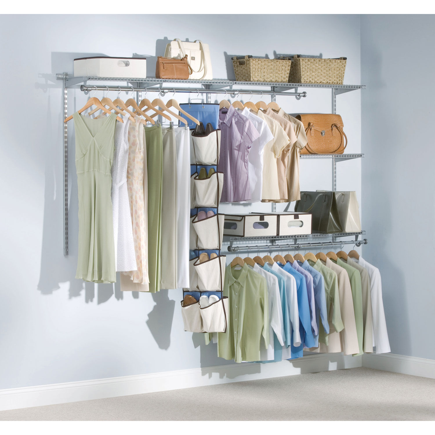 Rubbermaid Configurations 4 to 8 ft Custom Closet Organizer Kit, White (2 Pack)