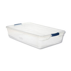 Stack and Pull Latching Flat Lid Storage Box, 13.5 gal, 22 x 16.5 x  13.03, Clear - Office Express Office Products