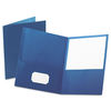 OXF57502 - Twin-Pocket Folder, Embossed Leather Grain Paper, 0.5" Capacity, 11 x 8.5, Blue, 25/Box