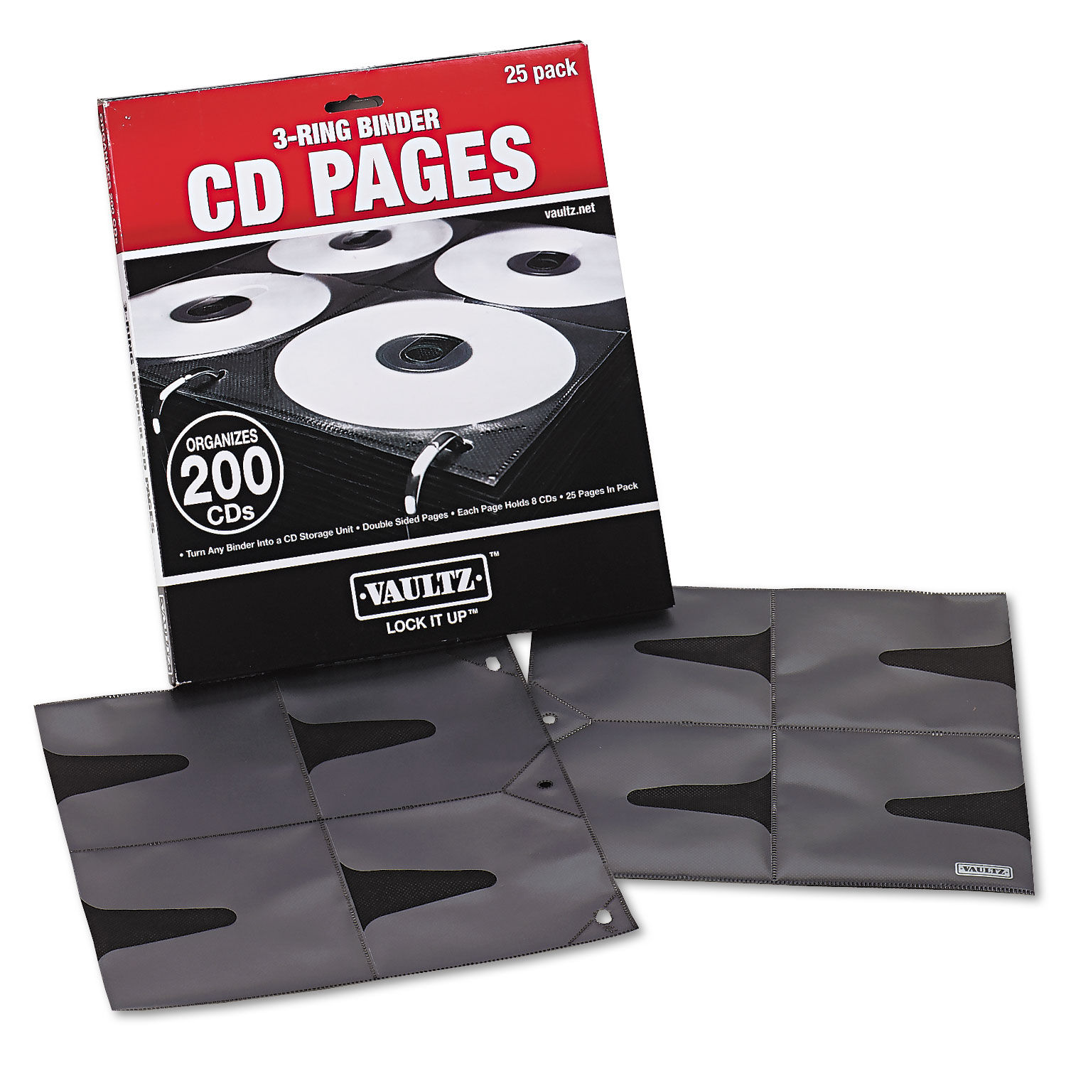 Two-Sided CD Refill Pages for Three-Ring Binder, 25/Pack