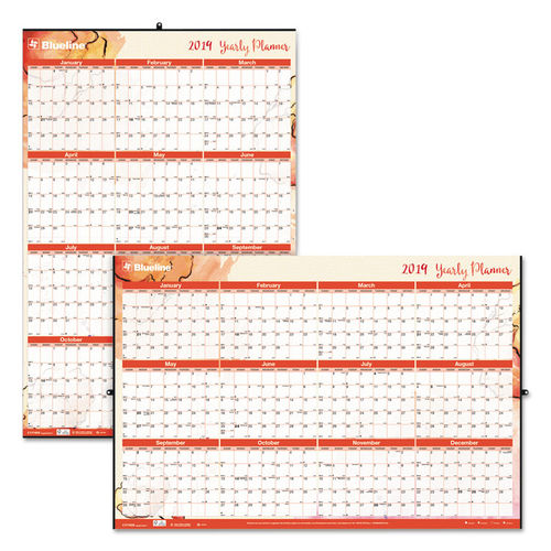 Yearly Laminated Wall Calendar by Blueline® REDC171920 | OnTimeSupplies.com