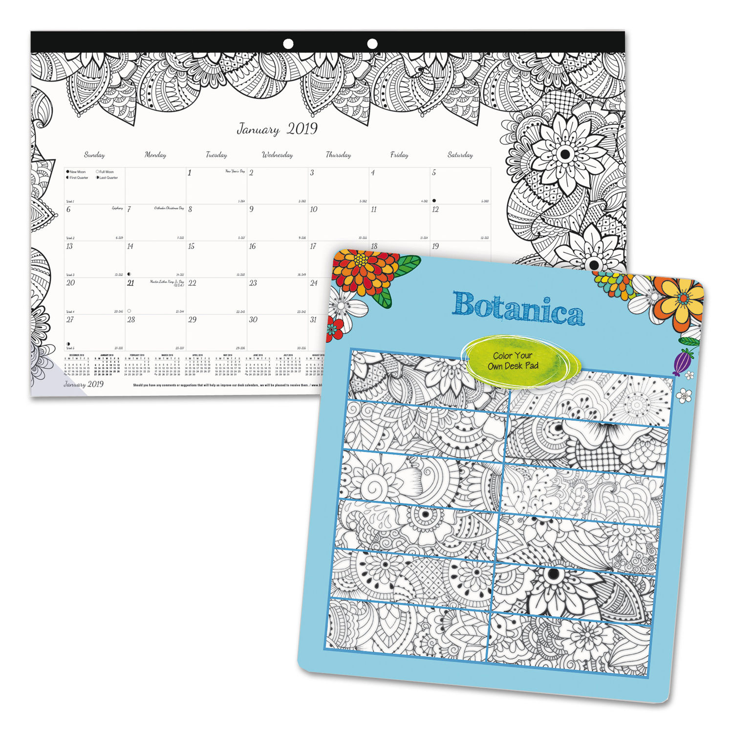 Download DoodlePlan Desk Calendar w/Coloring Pages by Blueline® REDC2917001 | OnTimeSupplies.com