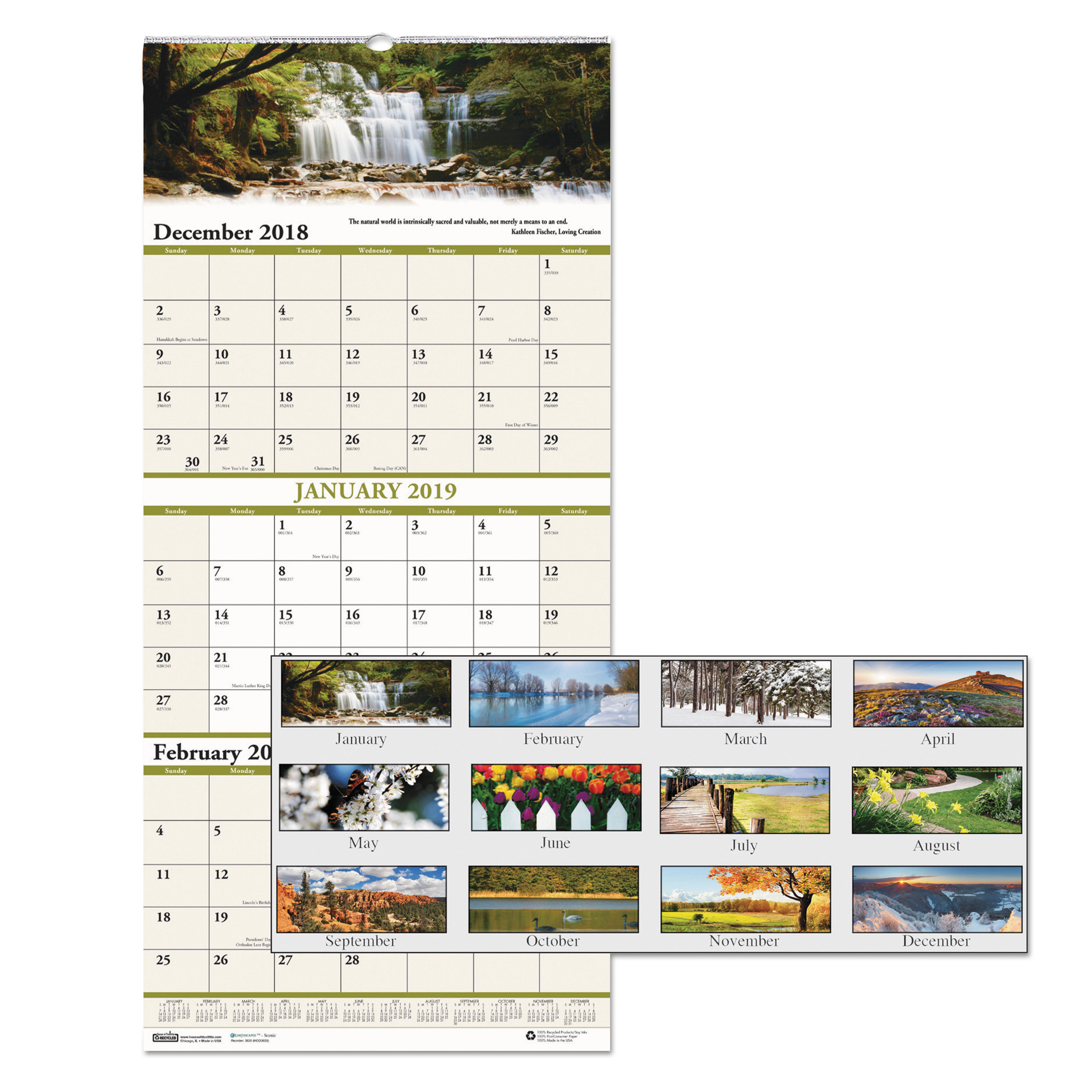 Hod3961 32 X 48 Inches House Of Doolittle Laminated Wall Calendar Horizontal Vertical December January Reversible Office Products Wall Calendars