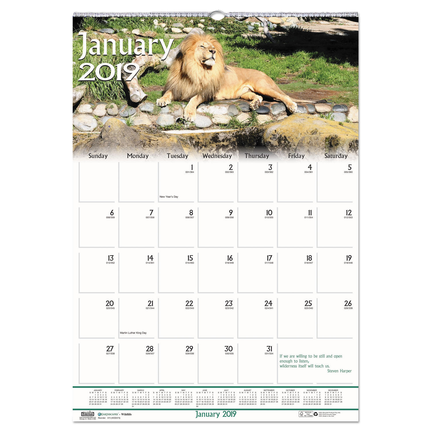 Recycled Wildlife Scenes Monthly Wall Calendar By House Of Doolittle Hod373 Ontimesupplies Com