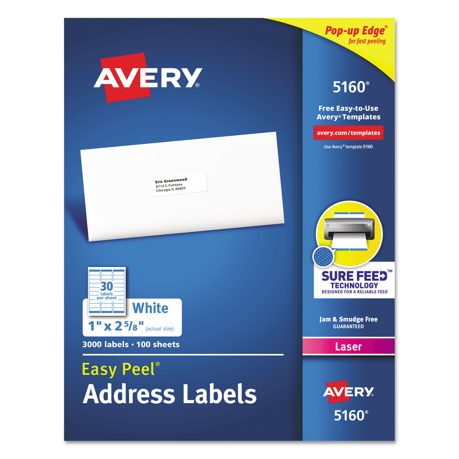 Easy Peel White Address Labels w/ Sure Feed Technology, Laser Printers, 233 x  23.23, White, 23/Sheet, 23230 Sheets/Box Inside Staples White Return Address Labels Template