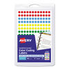 AVE05795 - Handwrite Only Self-Adhesive Removable Round Color-Coding Labels, 0.25" dia, Assorted, 192/Sheet, 4 Sheets/Pack, (5795)