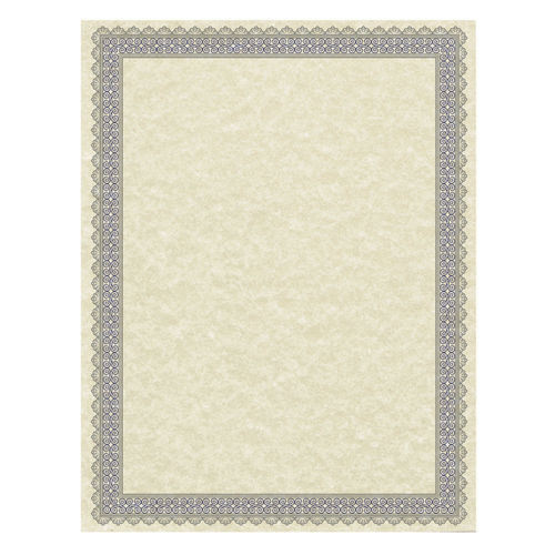 Southworth Parchment Certificates, Antique, 8.5" x 11", Ivory with Blue and Silver Foil Boarder, 50 Sheets (91349)