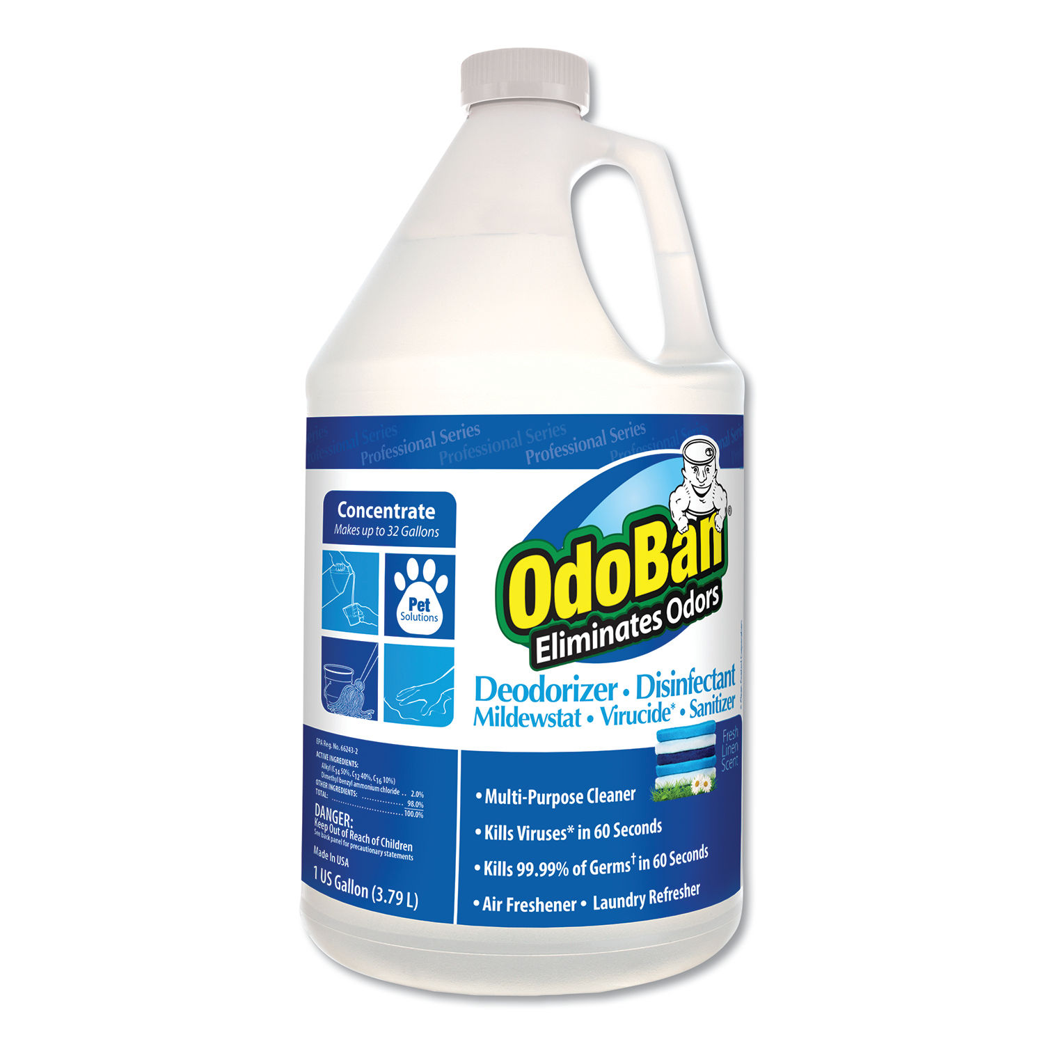 OdoBan 32 oz. Fresh Linen Multi-Purpose Disinfectant Spray, Odor