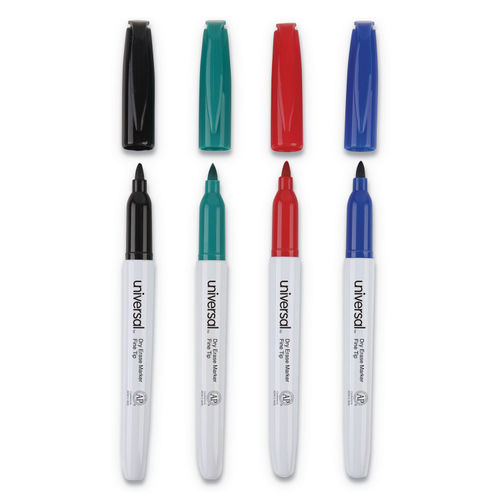 WHITE BOARD DRY WIPE MARKER BULLET TIP BLACK BLUE RED GREEN MARKER SET +  ERASER