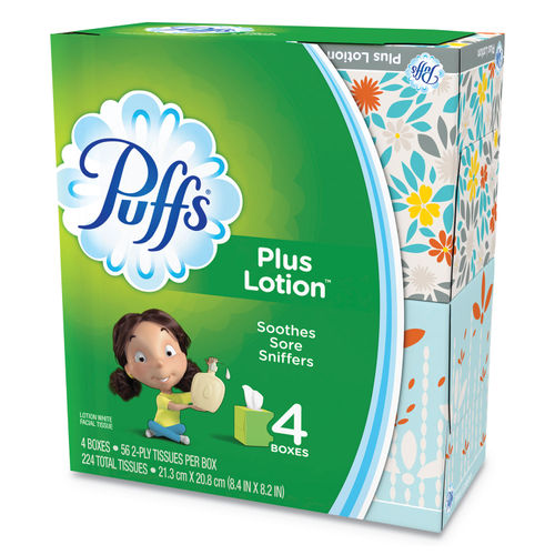 Puffs Facial Tissue, Plus Lotion, White, 2-Ply, Facial Tissue