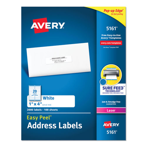 Easy Peel White Address Labels w/ Sure Feed Technology by Avery® AVE5161