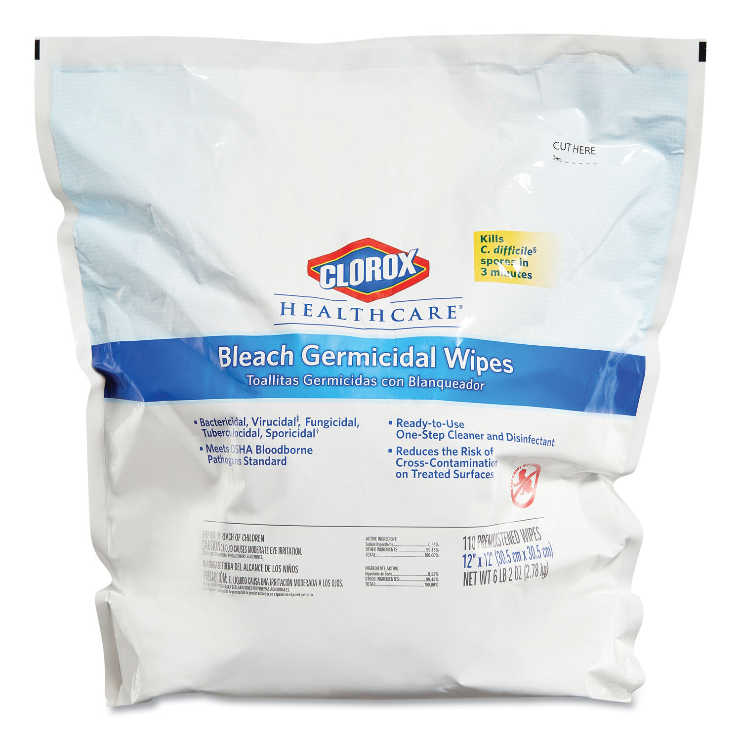 Bleach Germicidal Wipes by Clorox® Healthcare® CLO30359CT