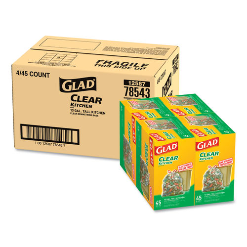 Glad Recycling Bags, Tall Kitchen, Handle-Tie,13 Gallon, Paper & Plastic