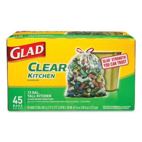 Glad 13 Gal. Tall Kitchen Handle-Tie Bags 50 ct (Pack of 4)