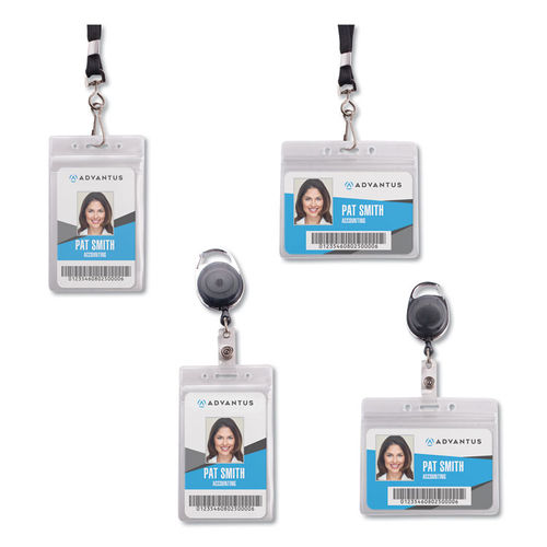 Advantus Resealable Badge Holders Combo Pack with 36 Lanyard, Horizontal,  Frost 4.13 x 3.75 Holder, 3.88 x 2.63 Insert, 20/Pack