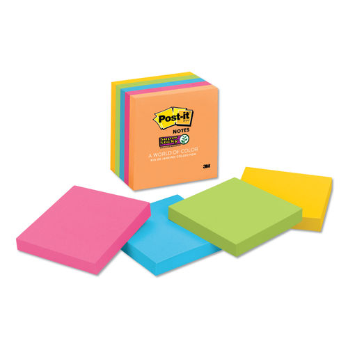 Post-it Notes Super Sticky Pads, Rio De Janeiro Colors, 5 X 8, Lined, 45/Pad, 4 Pads/Pack