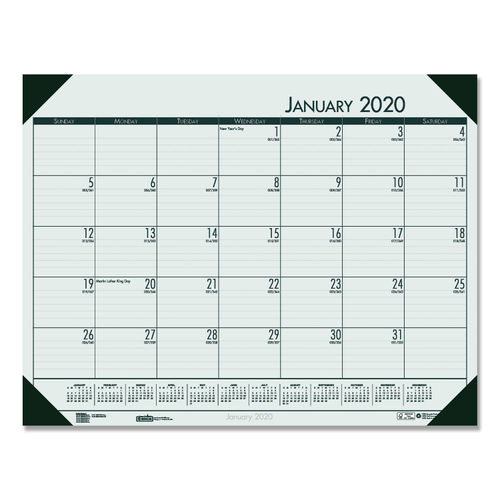 Recycled Ecotones Woodland Green Monthly Desk Pad Calendar By