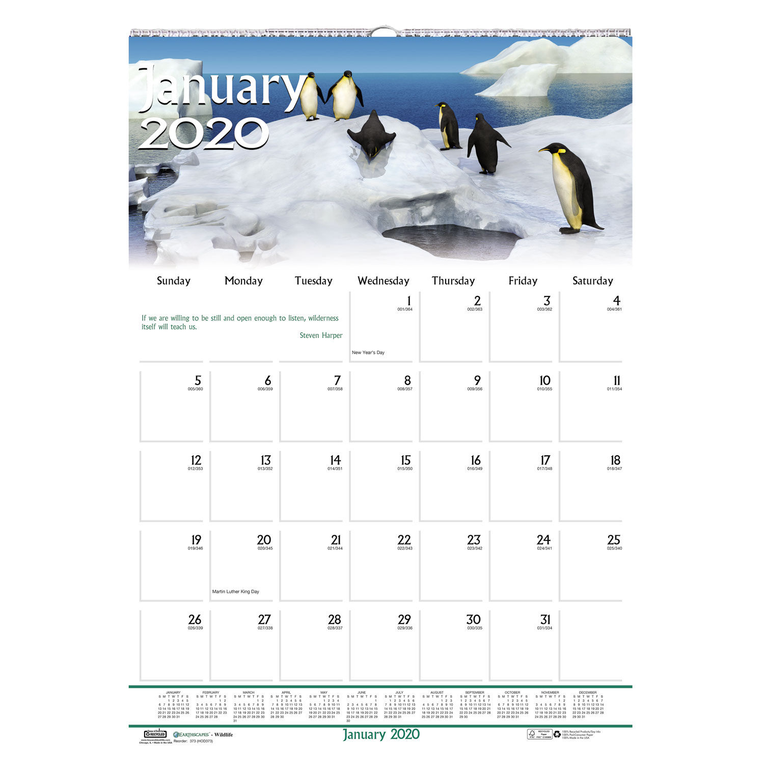 Recycled Wildlife Scenes Monthly Wall Calendar By House Of Doolittle Hod373 Ontimesupplies Com
