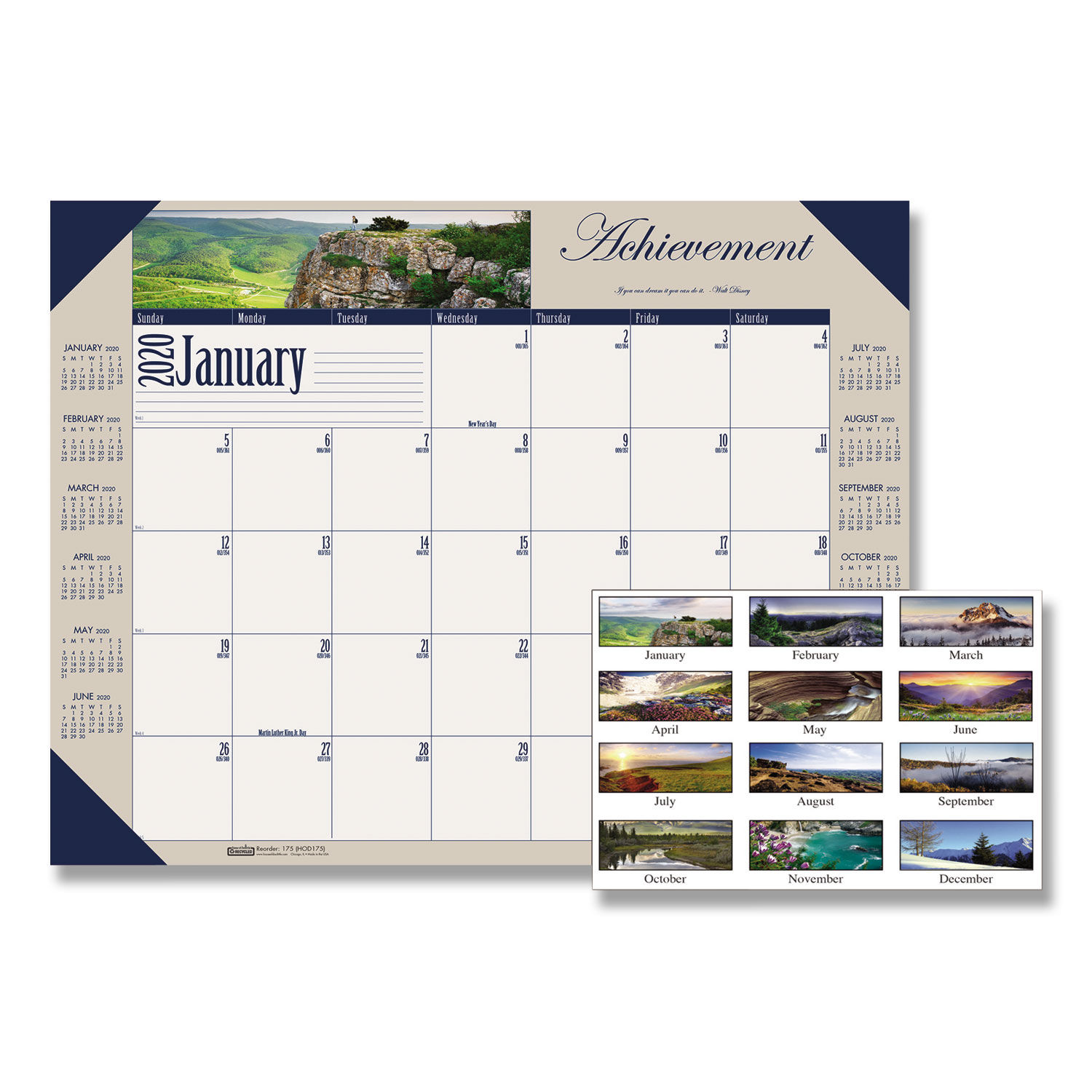 Recycled Motivational Photographic Monthly Desk Pad Calendar By