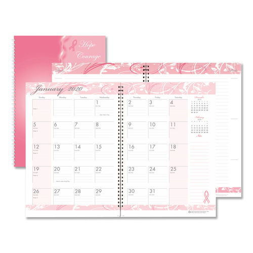 Recycled Breast Cancer Awareness Monthly Planner Journal 10 X 7 Pink 2020