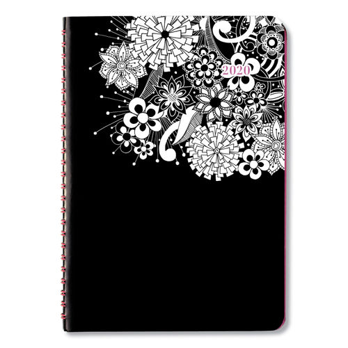 Cambridge Floradoodle Premium 2024 Weekly Monthly Appointment Book, Black, White, Large