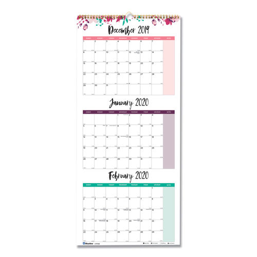 3Month Wall Calendar by Blueline® REDC171129