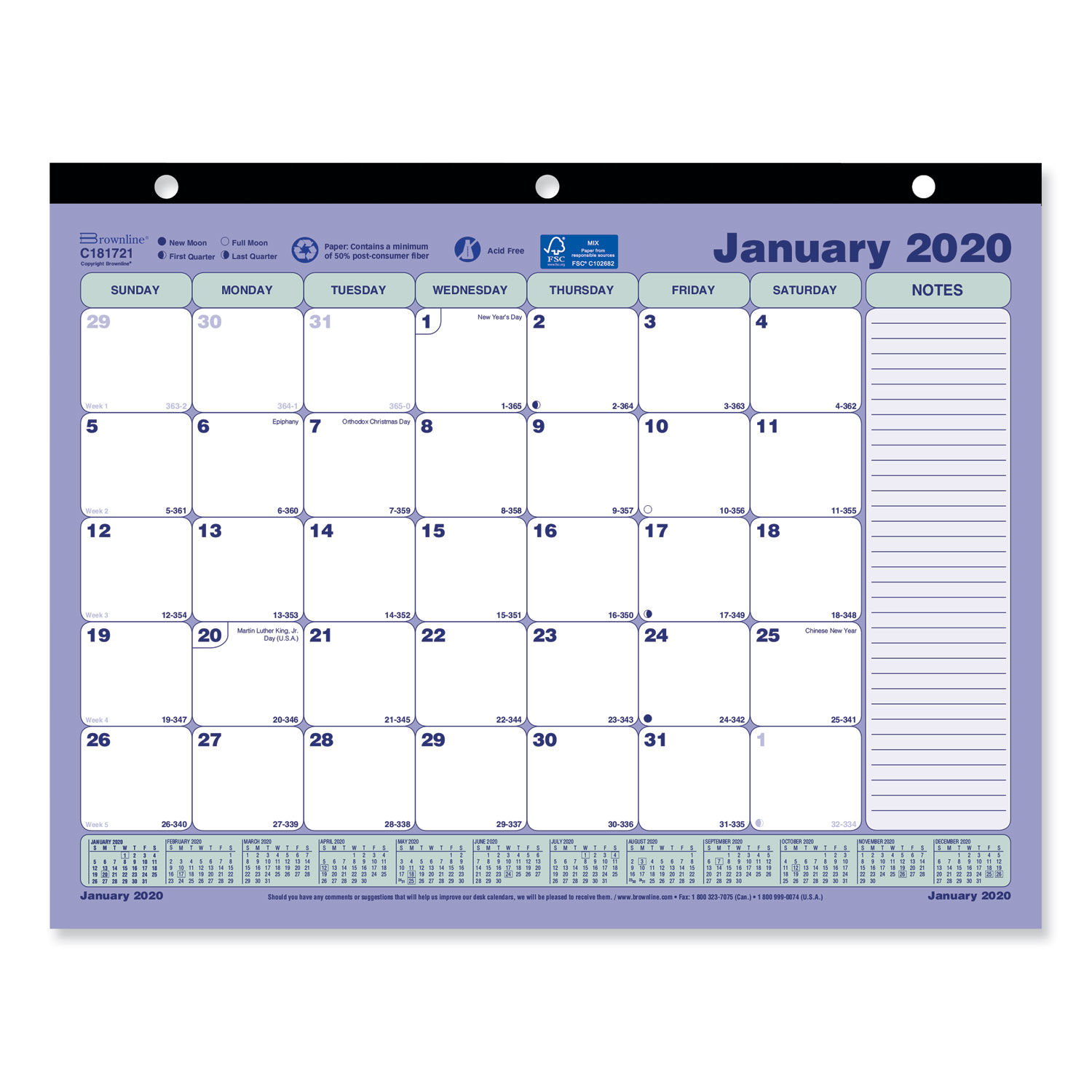 Monthly Desk Pad Calendar by Brownline® REDC181721 | OnTimeSupplies.com