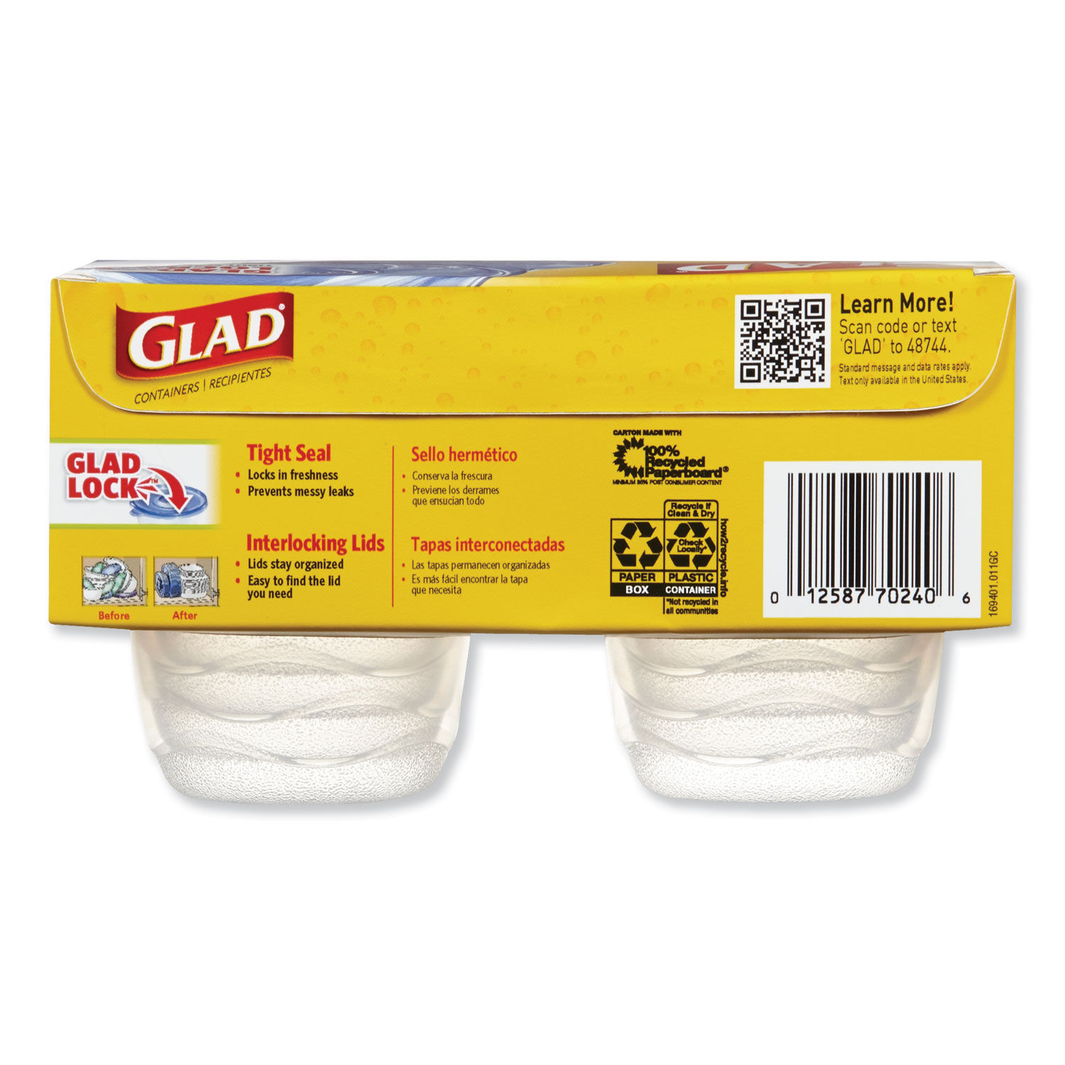 Glad Mini Round Food Storage Containers, 4 oz, Plastic, 8/Pack (70240PK)