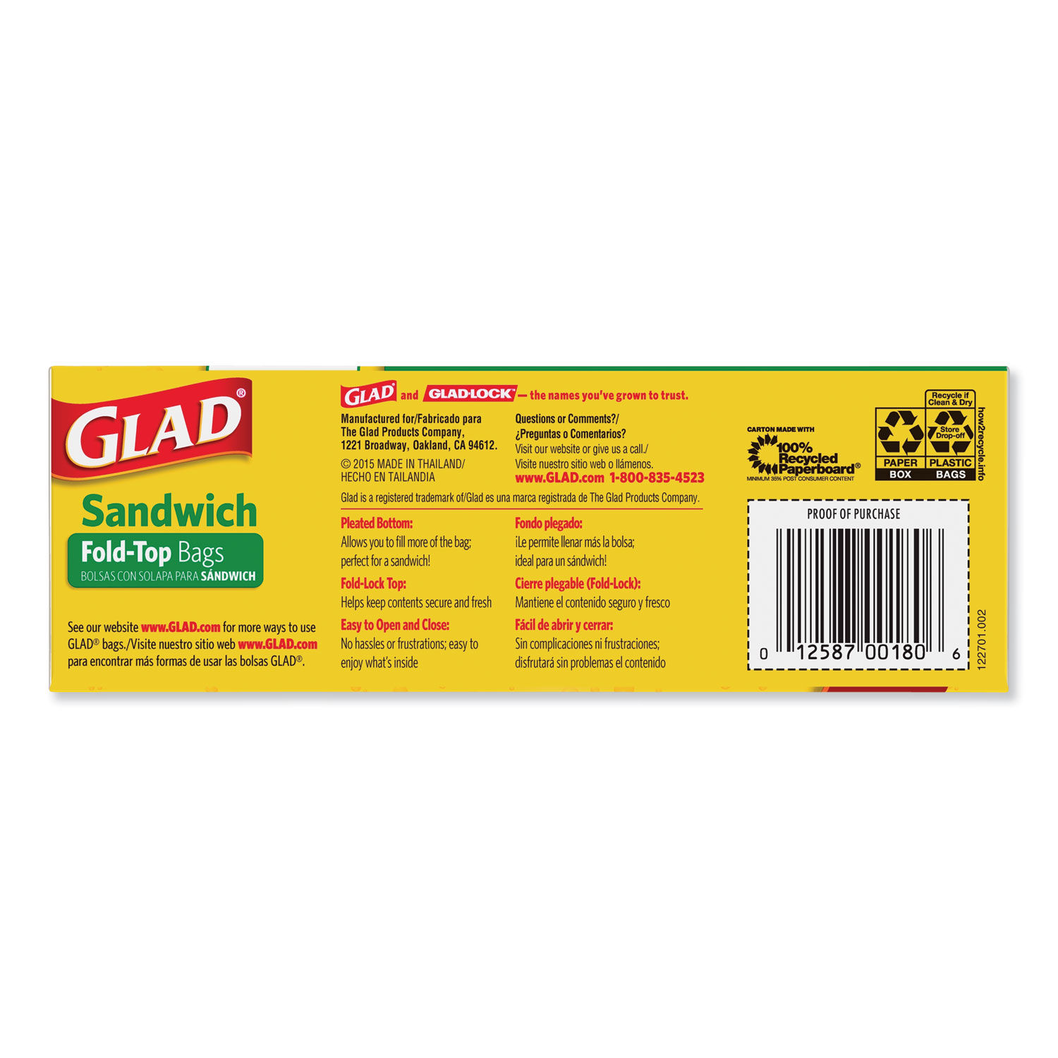 Fold-Top Sandwich Bags by Glad® CLO60771