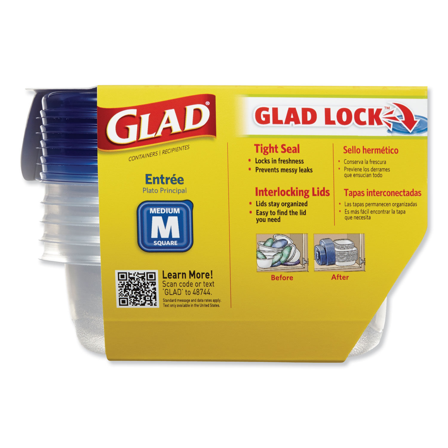 Clorox Glad Home Collection Food Storage Containers with Lids, Medium  Square, 25 oz, 5/Pack, CLOXZA60795