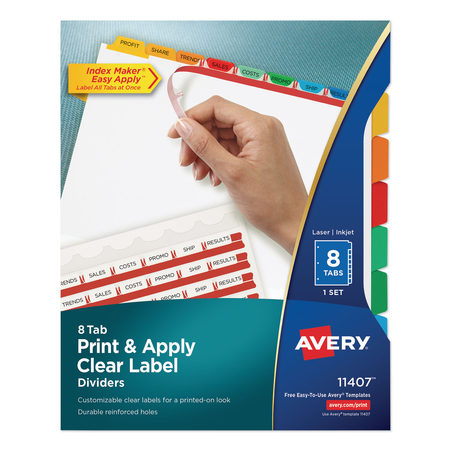 Print and Apply Index Maker Clear Label Dividers, 22 Color Tabs, Letter Within Quill Label Templates