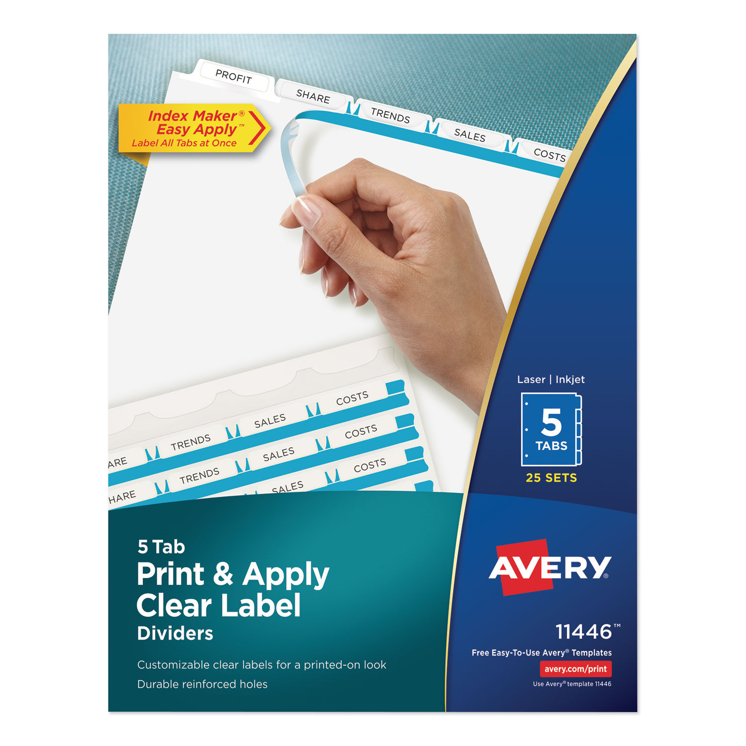 Print and Apply Index Maker Clear Label Dividers, 22 White Tabs, Letter, 222  Sets Within Office Depot Label Templates