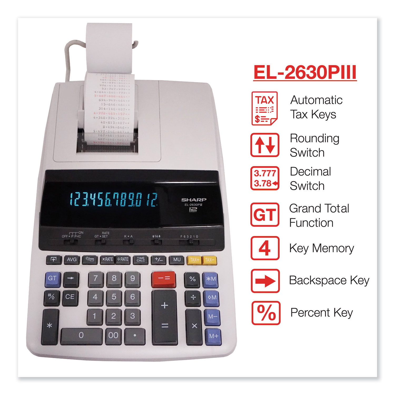 EL2630PIII Two-Color Printing Calculator by Sharp® SHREL2630PIII 