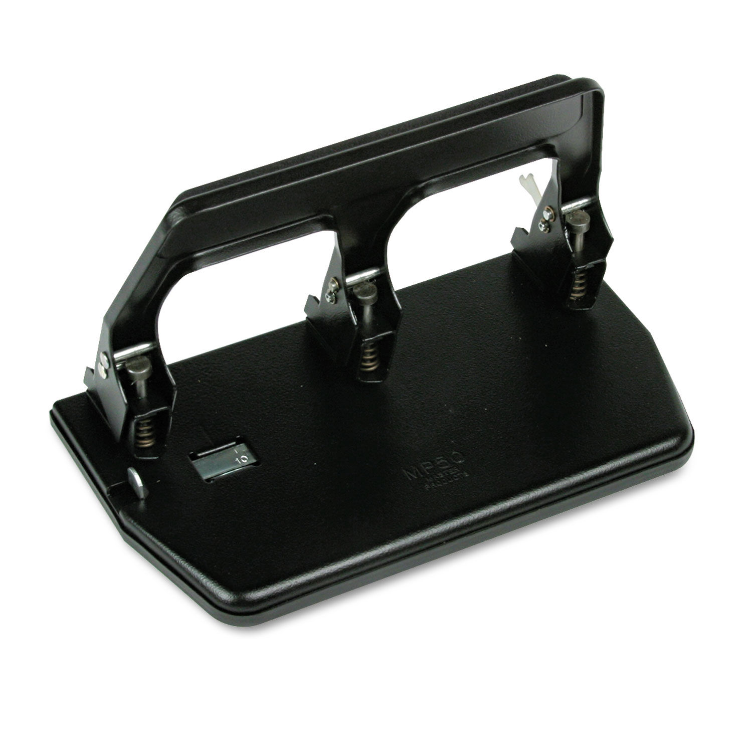 Master 30-Sheet Three-Hole Punch, Padded Handle, 9/32 Holes, Black