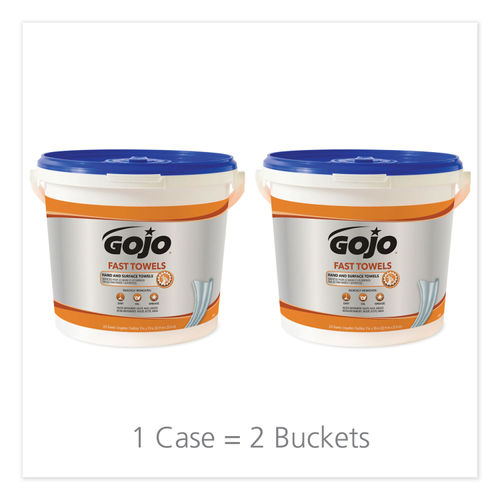 Gojo Fast Towels Hand Cleaning Towels, 7.75 x 11, 130-bucket, 4 Buckets-carton