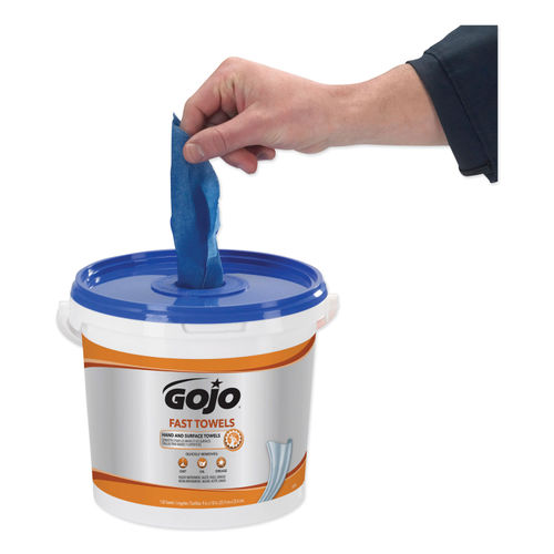 Gojo 6298-04 FAST WIPES Hand Cleaning Towels, Citrus, Wet Wipe Bucket, 130