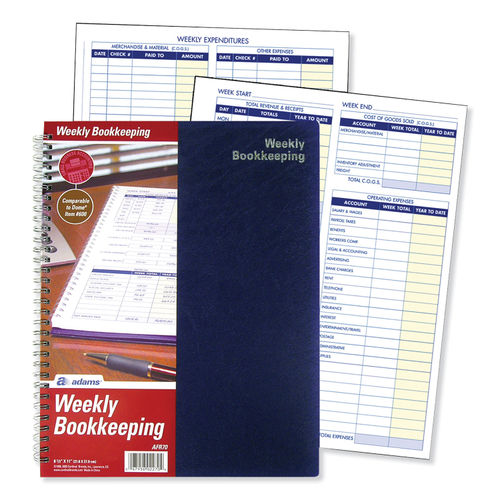Weekly Bookkeeping Record Book by Adams® ABFAFR70 | OnTimeSupplies.com
