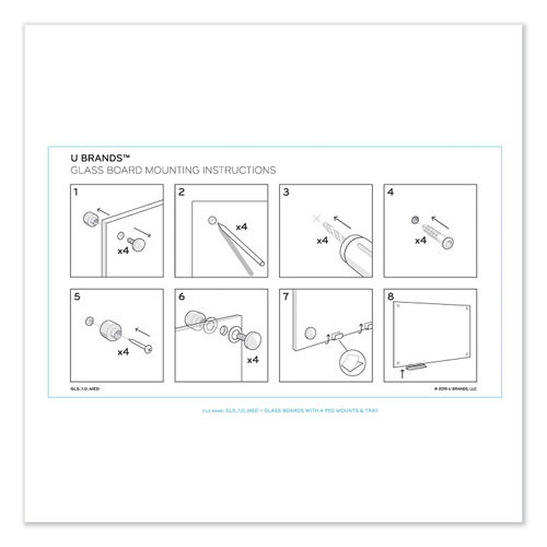 U Brands 35 in. x 23 in. White Frosted Surface Frameless Glass Dry Erase Board