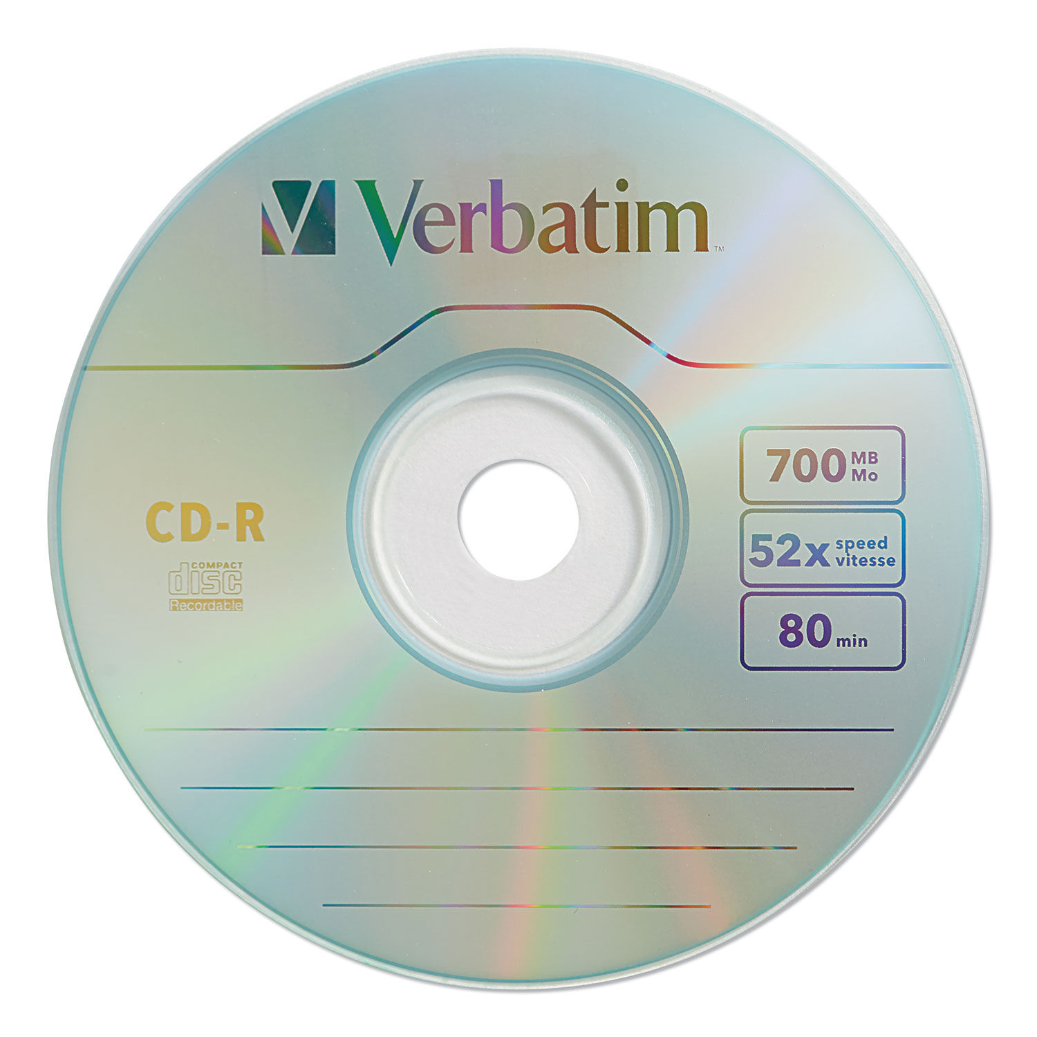 120 mm recordable compact disc (CD-R) with a capacity of 700 MB