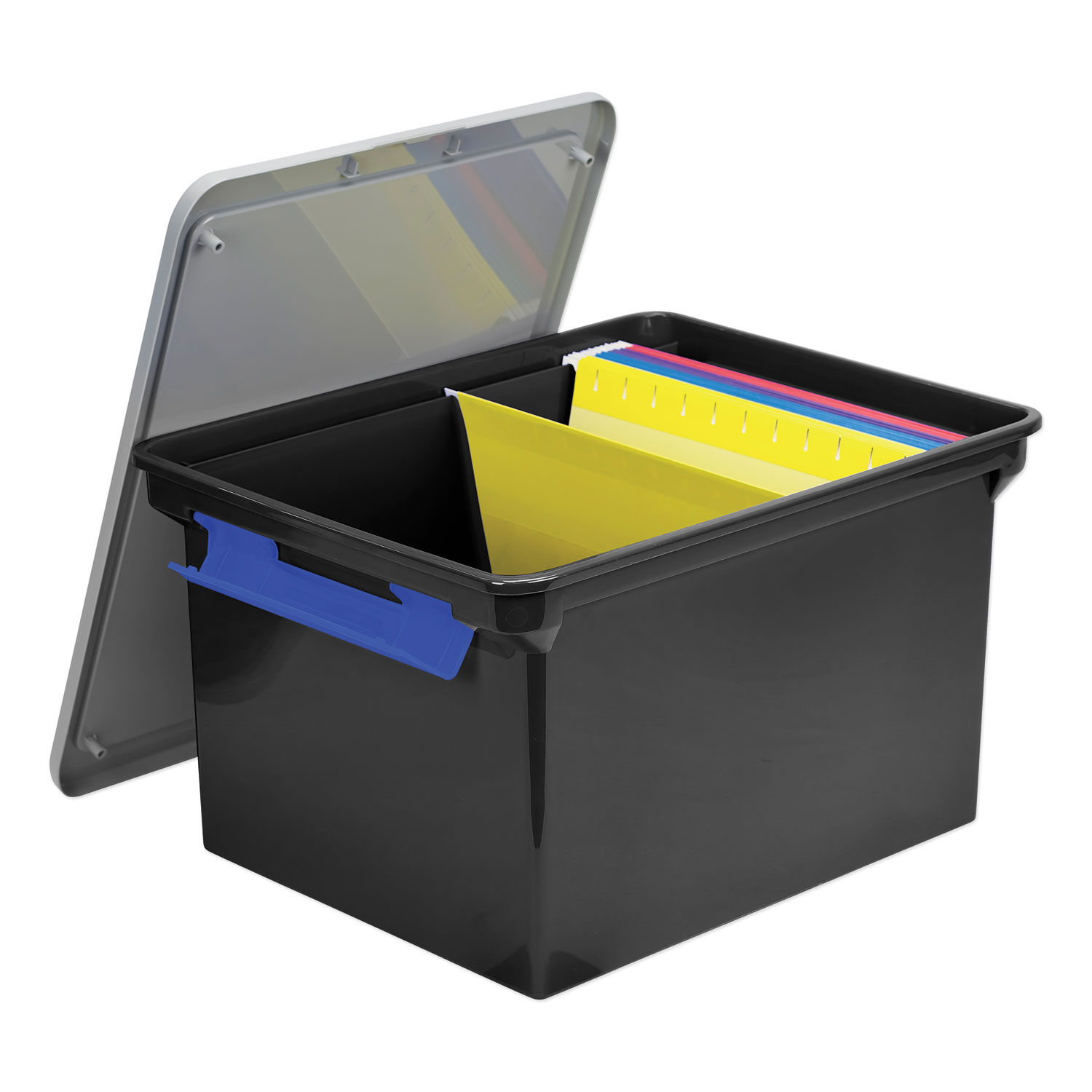 Portable File Tote w/Locking Handle Storage Box by Storex STX61543U01C
