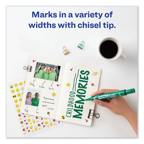 Marks-A-Lot Permanent Markers, Large Desk-Style Size, Chisel Tip, 12  Assorted Markers (24800)